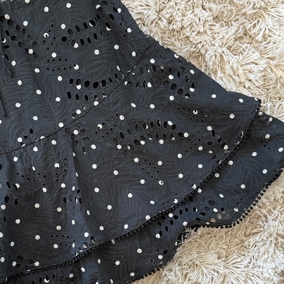 Alice + Olivia Crawford Black and White Polka Dot Eyelet Dress - Picture 3 of 11